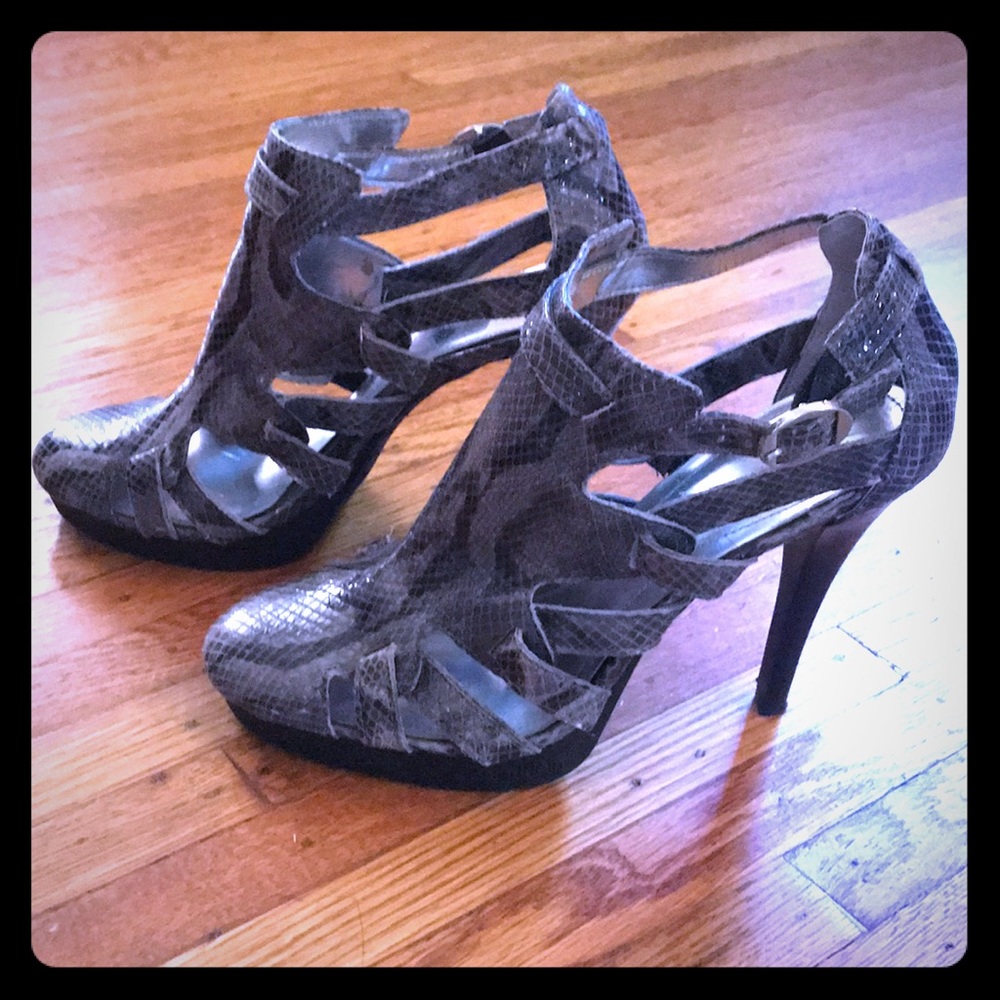Calvin Klein snake print heels